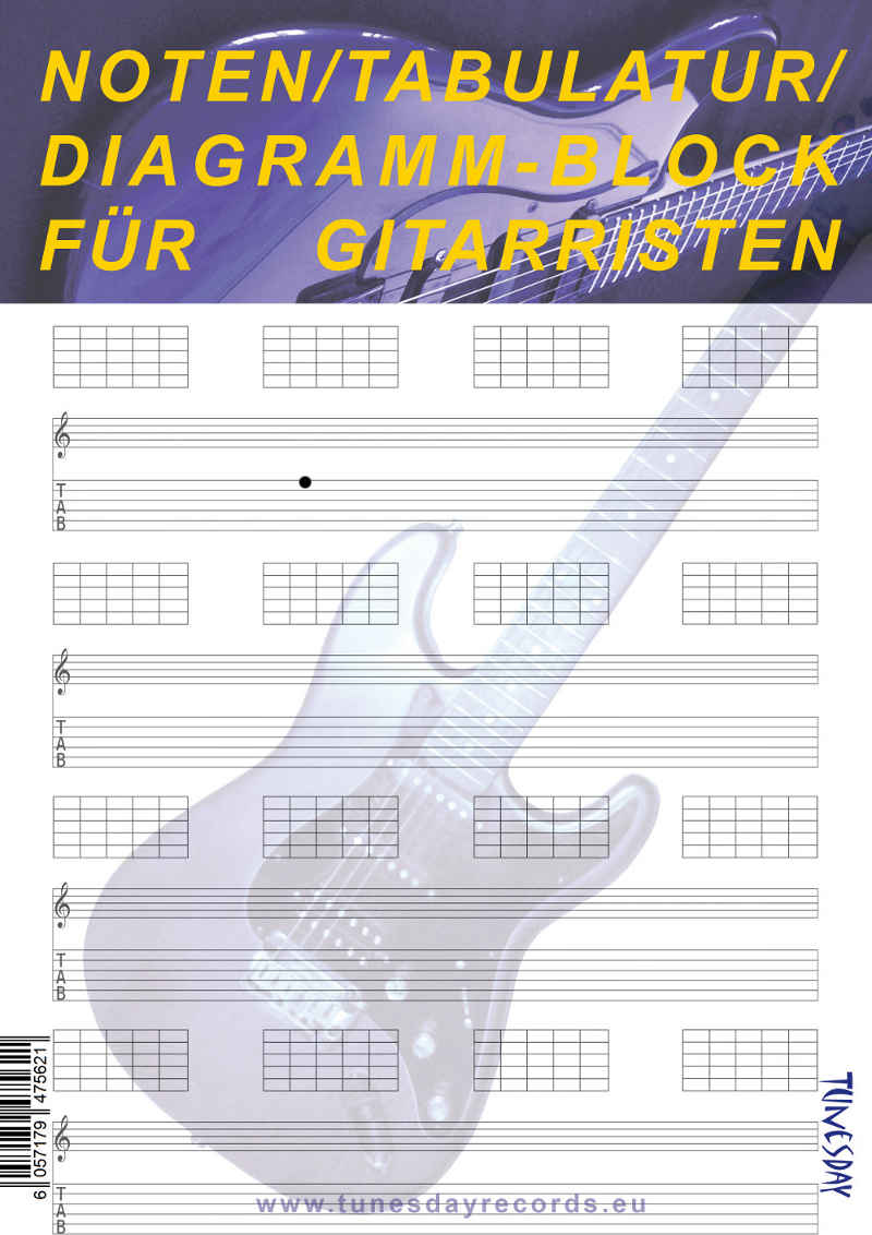 Noten-Tabulatur-Diagramm-Block fÃ¼r Gitarristen
